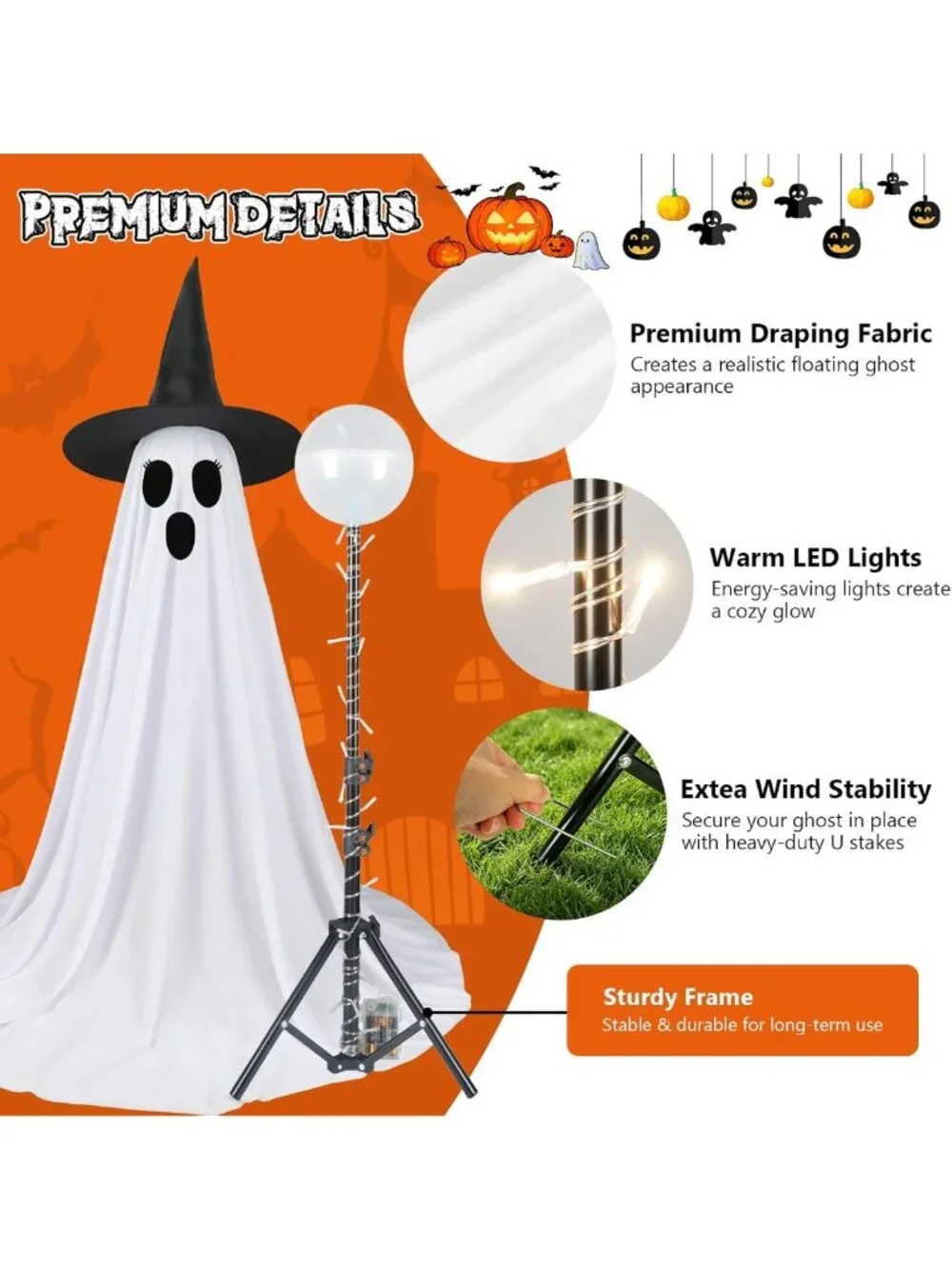 Lighted Halloween Ghost Decorations - 2 Pack, 59
